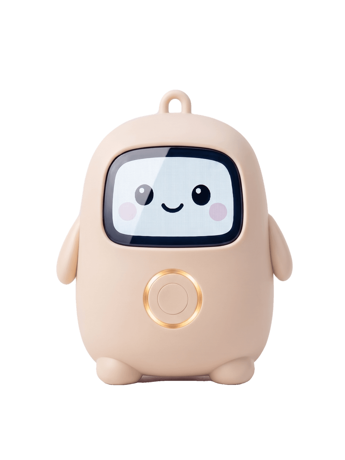 Lumi in Cream, a palm-sized focus companion with a lit screen face and an amber ring